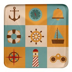 Nautical-elements-collection Square Glass Fridge Magnet (4 Pack) by Wav3s