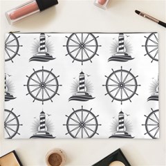 Marine-nautical-seamless-pattern-with-vintage-lighthouse-wheel Cosmetic Bag (xxl) by Wav3s