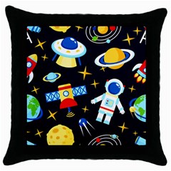 Space Seamless Pattern Throw Pillow Case (black) by Wav3s