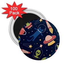 Seamless-pattern-with-funny-aliens-cat-galaxy 2 25  Magnets (100 Pack)  by Wav3s