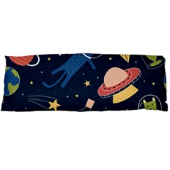 Seamless-pattern-with-funny-aliens-cat-galaxy Body Pillow Case Dakimakura (two Sides) by Wav3s