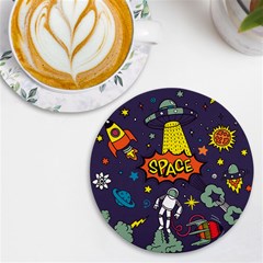 Vector Flat Space Design Background With Text Uv Print Round Tile Coaster by Wav3s