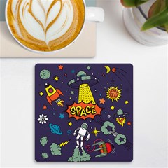 Vector Flat Space Design Background With Text Uv Print Square Tile Coaster  by Wav3s