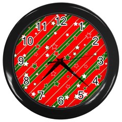 Christmas Paper Star Texture Wall Clock (black) by Ndabl3x