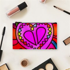 Stained Glass Love Heart Cosmetic Bag (small) by Vaneshart