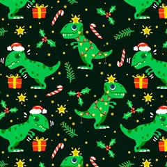 Christmas-funny-pattern Dinosaurs Play Mat (square) by Vaneshart