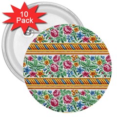 Flower Fabric Design 3  Buttons (10 Pack)  by Vaneshop