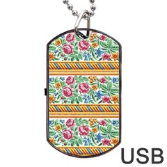 Flower Fabric Design Dog Tag Usb Flash (two Sides) by Vaneshop