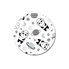 Panda Floating In Space And Star Magnet 3  (round) by Wav3s