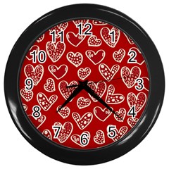 Vector Seamless Pattern Of Hearts With Valentine s Day Wall Clock (black) by Wav3s