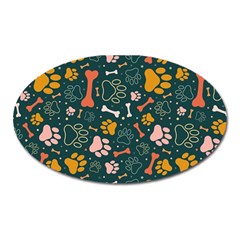 Dog Paw Colorful Fabrics Digitally Oval Magnet by Wav3s