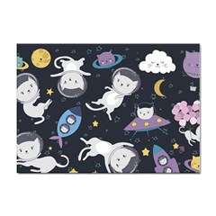 Space Cat Illustration Pattern Astronaut Sticker A4 (10 Pack) by Wav3s