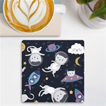 Space Cat Illustration Pattern Astronaut UV Print Square Tile Coaster  Front