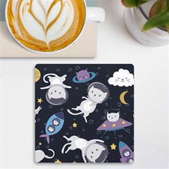 Space Cat Illustration Pattern Astronaut Uv Print Square Tile Coaster  by Wav3s