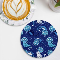 Cat Spacesuit Space Suit Astronaut Pattern Uv Print Round Tile Coaster by Wav3s