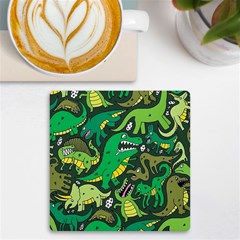 Dino Kawaii Uv Print Square Tile Coaster  by Wav3s