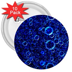 Blue Bubbles Abstract 3  Buttons (10 Pack)  by Vaneshop