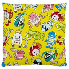 Robot Pattern Lego Large Premium Plush Fleece Cushion Case (one Side) by Cowasu