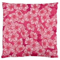 Cute Pink Sakura Flower Pattern Large Premium Plush Fleece Cushion Case (one Side) by Cowasu