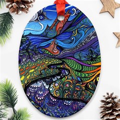 Psychedelic Landscape Ornament (oval) by Cowasu