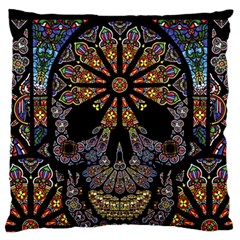 Skull Death Mosaic Artwork Stained Glass Large Premium Plush Fleece Cushion Case (one Side) by Cowasu