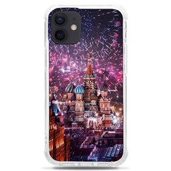 Moscow Kremlin Saint Basils Cathedral Architecture  Building Cityscape Night Fireworks Iphone 12 Mini Tpu Uv Print Case	 by Cowasu