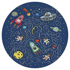 Cat Cosmos Cosmonaut Rocket Round Trivet by Cowasu