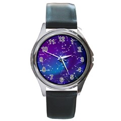 Realistic Night Sky With Constellations Round Metal Watch by Cowasu