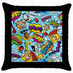 Comic Elements Colorful Seamless Pattern Throw Pillow Case (black) by Amaryn4rt