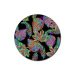 Autumn Pattern Dried Leaves Rubber Coaster (Round) Front