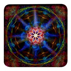 Mandala Pattern Kaleidoscope Square Glass Fridge Magnet (4 Pack) by Simbadda