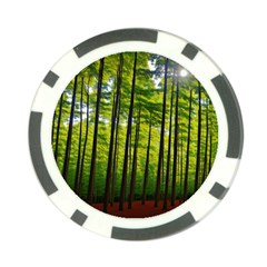 Green Forest Jungle Trees Nature Sunny Poker Chip Card Guard by Ravend