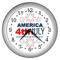 Independence Day Usa Wall Clock (silver) by Ravend