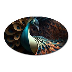 Colorful Peacock Bird Feathers Oval Magnet by Vaneshop