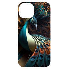 Colorful Peacock Bird Feathers Iphone 14 Black Uv Print Case by Vaneshop