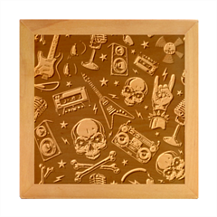 Grunge Seamless Pattern With Skulls Wood Photo Frame Cube by Amaryn4rt