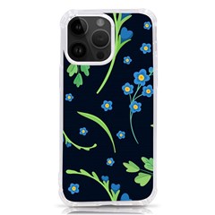 Abstract Wild Flowers Dark Blue Background Blue Flower Blossom Flat Retro Seamless Pattern Daisy Iphone 14 Pro Max Tpu Uv Print Case by uniart180623