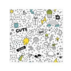 Set-cute-colorful-doodle-hand-drawing Square Satin Scarf (30  X 30 ) by uniart180623