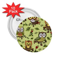 Seamless-pattern-with-flowers-owls 2 25  Buttons (10 Pack)  by uniart180623