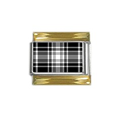 Pixel-background-design-modern-seamless-pattern-plaid-square-texture-fabric-tartan-scottish-textile- Gold Trim Italian Charm (9mm) by uniart180623