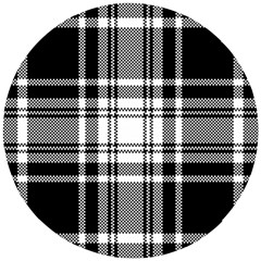 Pixel-background-design-modern-seamless-pattern-plaid-square-texture-fabric-tartan-scottish-textile- Wooden Puzzle Round by uniart180623