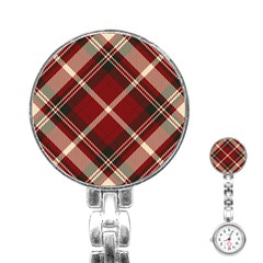 Tartan-scotland-seamless-plaid-pattern-vector-retro-background-fabric-vintage-check-color-square-geo Stainless Steel Nurses Watch by uniart180623