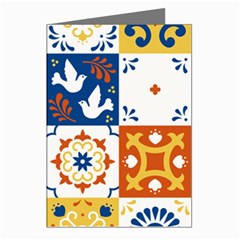 Mexican-talavera-pattern-ceramic-tiles-with-flower-leaves-bird-ornaments-traditional-majolica-style- Greeting Cards (pkg Of 8) by uniart180623