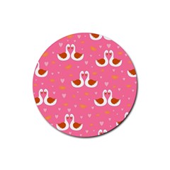 Swan-pattern-elegant-style Rubber Coaster (round) by uniart180623