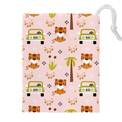 Cute-tiger-car-safari-seamless-pattern Drawstring Pouch (5xl) by uniart180623