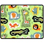 Seamless-pattern-with-wildlife-animals-cartoon Two Sides Fleece Blanket (Medium) 58.8 x47.4  Blanket Front