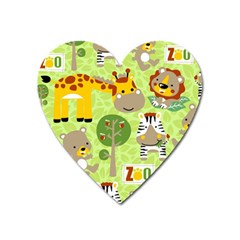 Funny-animals-cartoon Heart Magnet by uniart180623