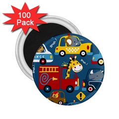 Seamless-pattern-vehicles-cartoon-with-funny-drivers 2 25  Magnets (100 Pack)  by uniart180623