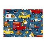 Seamless-pattern-vehicles-cartoon-with-funny-drivers Sticker A4 (10 pack) Front