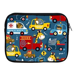 Seamless-pattern-vehicles-cartoon-with-funny-drivers Apple Ipad 2/3/4 Zipper Cases by uniart180623